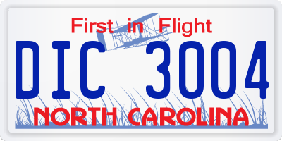NC license plate DIC3004