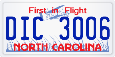 NC license plate DIC3006