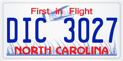 NC license plate DIC3027