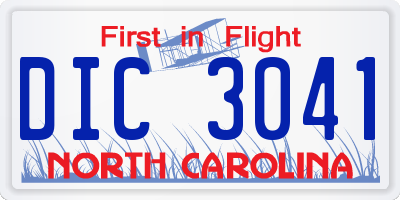 NC license plate DIC3041
