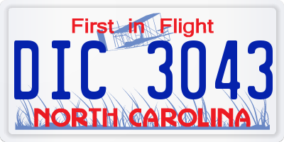 NC license plate DIC3043