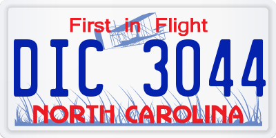 NC license plate DIC3044