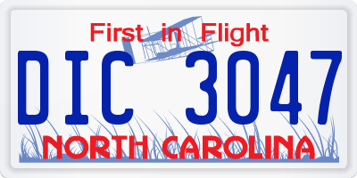 NC license plate DIC3047
