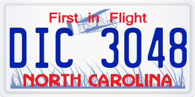 NC license plate DIC3048