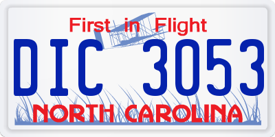NC license plate DIC3053