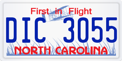 NC license plate DIC3055