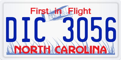 NC license plate DIC3056