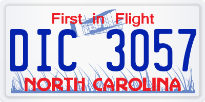 NC license plate DIC3057