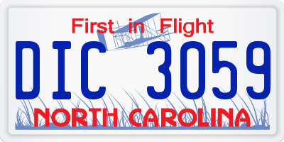NC license plate DIC3059