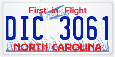 NC license plate DIC3061