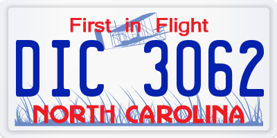 NC license plate DIC3062