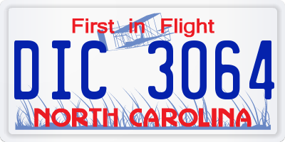 NC license plate DIC3064