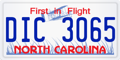 NC license plate DIC3065