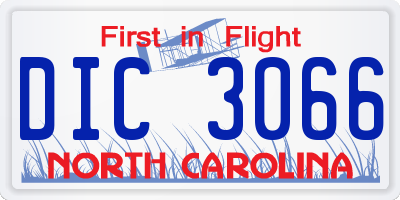 NC license plate DIC3066