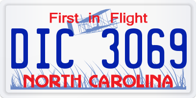 NC license plate DIC3069