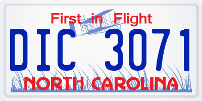 NC license plate DIC3071