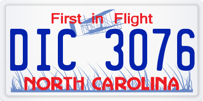 NC license plate DIC3076