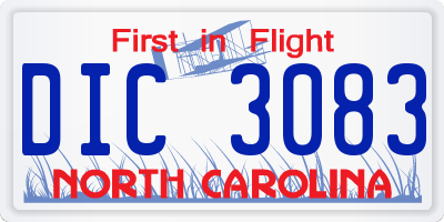 NC license plate DIC3083