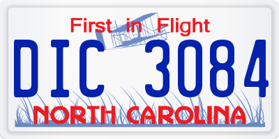 NC license plate DIC3084