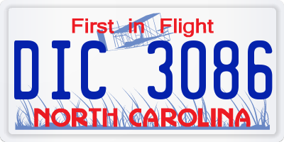 NC license plate DIC3086