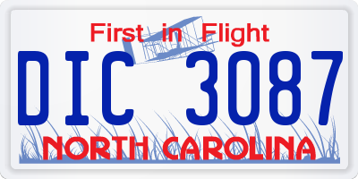 NC license plate DIC3087