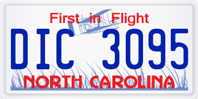 NC license plate DIC3095