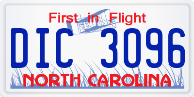 NC license plate DIC3096