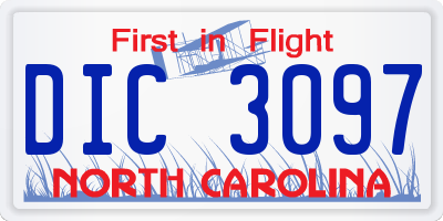 NC license plate DIC3097