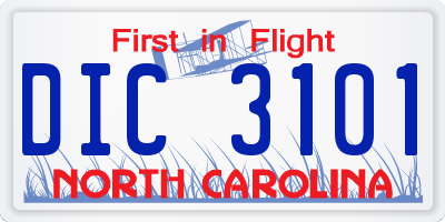 NC license plate DIC3101