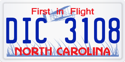 NC license plate DIC3108