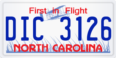 NC license plate DIC3126