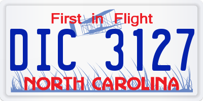 NC license plate DIC3127