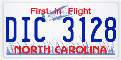 NC license plate DIC3128