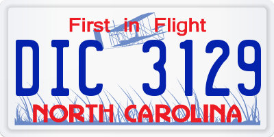NC license plate DIC3129