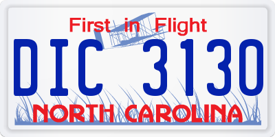 NC license plate DIC3130