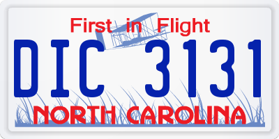 NC license plate DIC3131