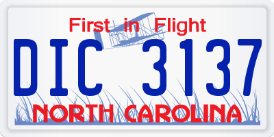 NC license plate DIC3137