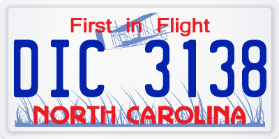 NC license plate DIC3138