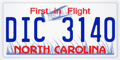 NC license plate DIC3140
