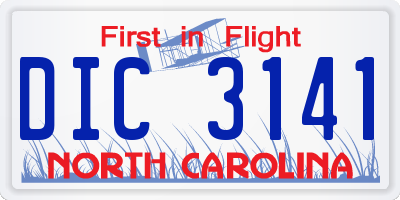 NC license plate DIC3141