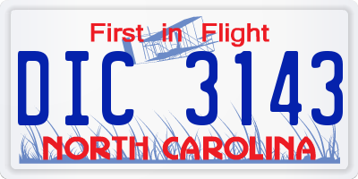 NC license plate DIC3143