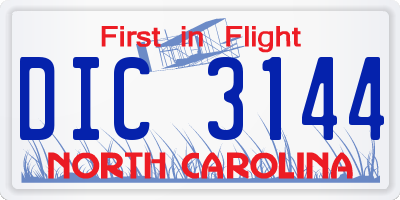 NC license plate DIC3144