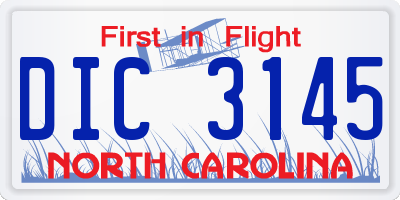 NC license plate DIC3145