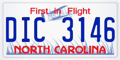 NC license plate DIC3146
