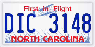 NC license plate DIC3148