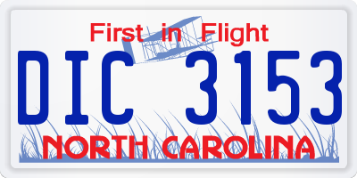 NC license plate DIC3153