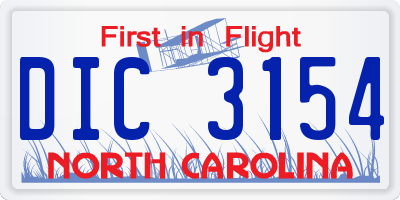 NC license plate DIC3154