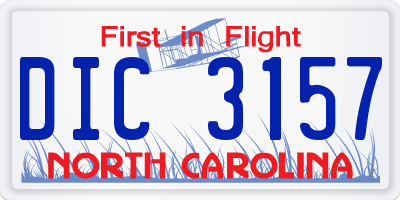 NC license plate DIC3157