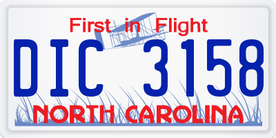 NC license plate DIC3158