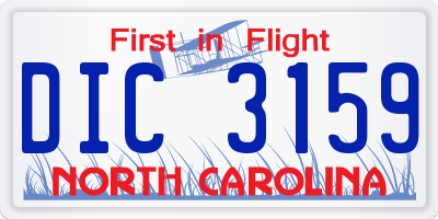 NC license plate DIC3159